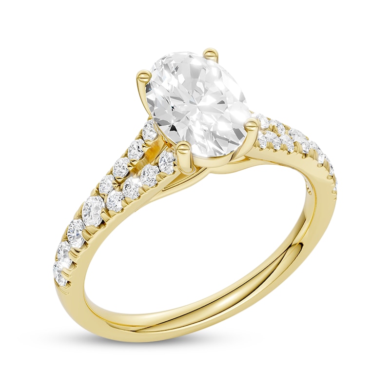 Main Image 2 of Now + Forever Lab-Grown Diamonds Oval-Cut Split Shank Engagement Ring 1-1/3 ct tw 14K Yellow Gold