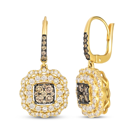 Le Vian Vault Multi-Diamond Scalloped Halo Dangle Earrings 1-3/4 ct tw 14K Honey Gold
