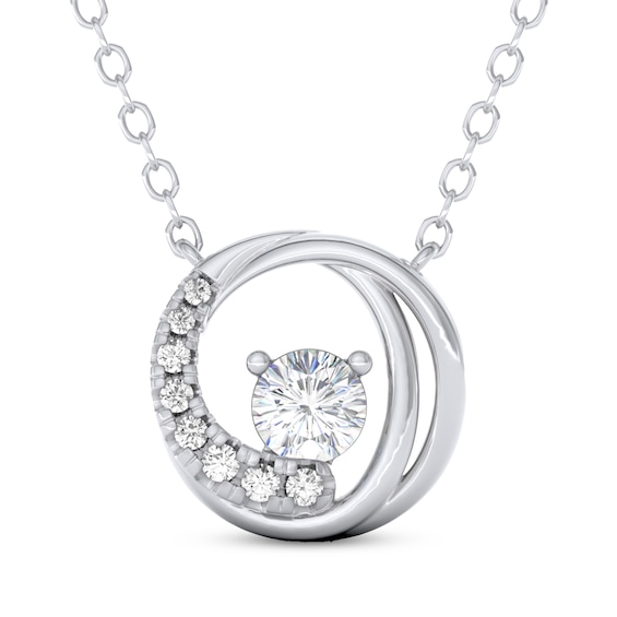 THE LEO Diamond Circle Necklace 1/4 ct tw 14K White Gold 19"