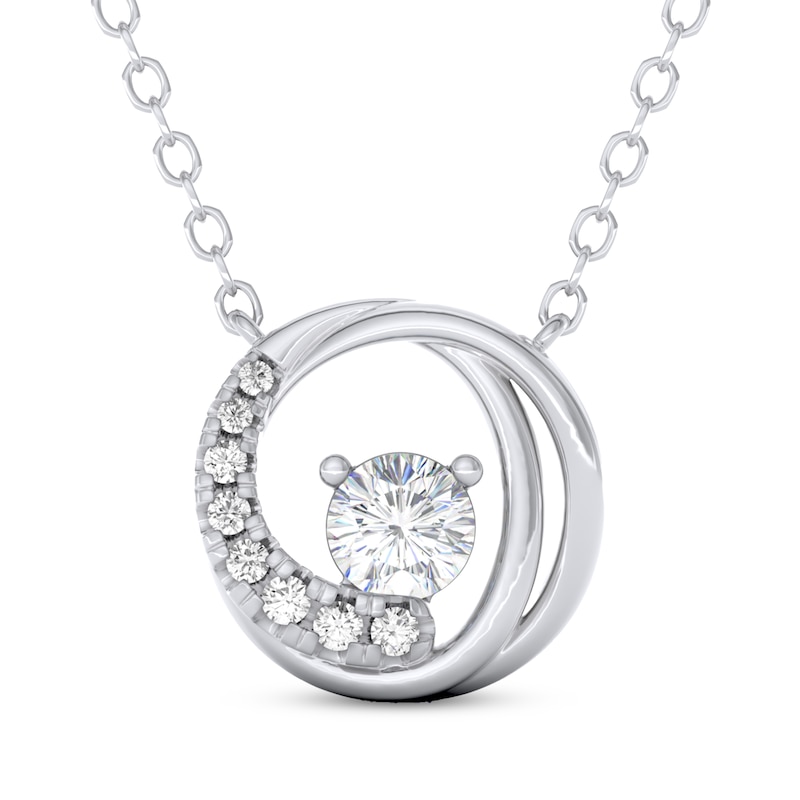Main Image 1 of THE LEO Diamond Circle Necklace 1/4 ct tw 14K White Gold 19"