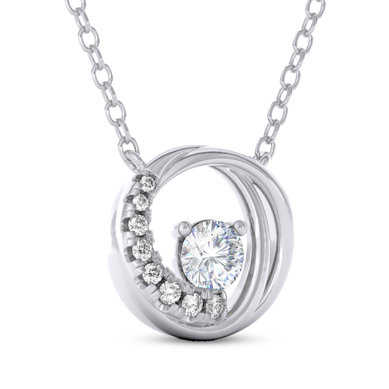 Main Image 2 of THE LEO Diamond Circle Necklace 1/4 ct tw 14K White Gold 19"