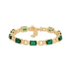 Thumbnail Image 1 of STUDIO BY KAY Emerald-Cut Lab-Created Emerald Link Bracelet 24K Yellow Gold Vermeil Sterling Silver 7.75"