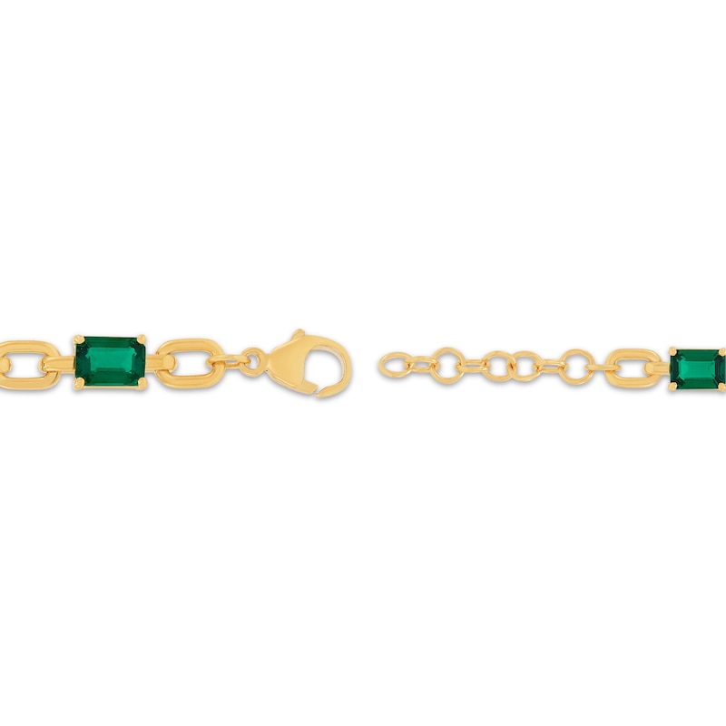 Main Image 3 of STUDIO BY KAY Emerald-Cut Lab-Created Emerald Link Bracelet 24K Yellow Gold Vermeil Sterling Silver 7.75"