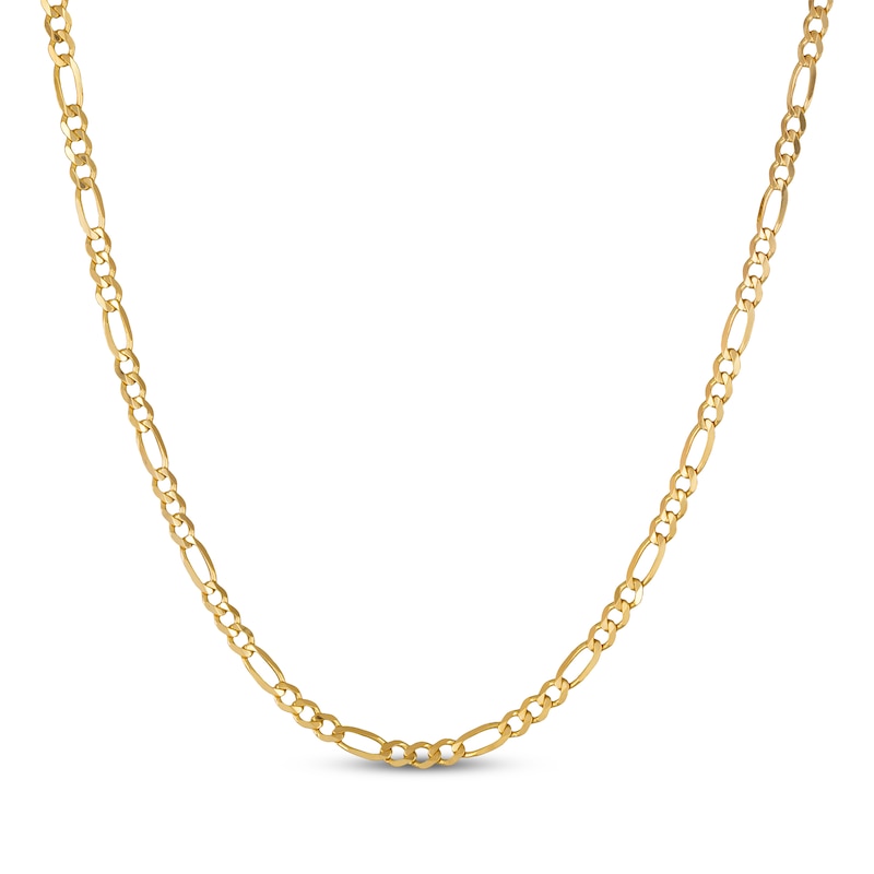 Main Image 1 of 4.8mm Diamond-Cut Figaro Chain Necklace Solid 10K Yellow Gold 24"