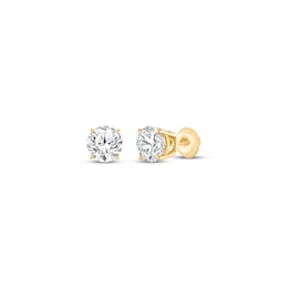 Certified Round-Cut Diamond Solitaire Stud Earrings 1/4 ct tw 14K Yellow Gold (I/I1)