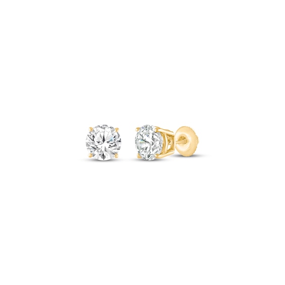 Certified Round-Cut Diamond Solitaire Stud Earrings 1/4 ct tw 14K Yellow Gold (I/I1)