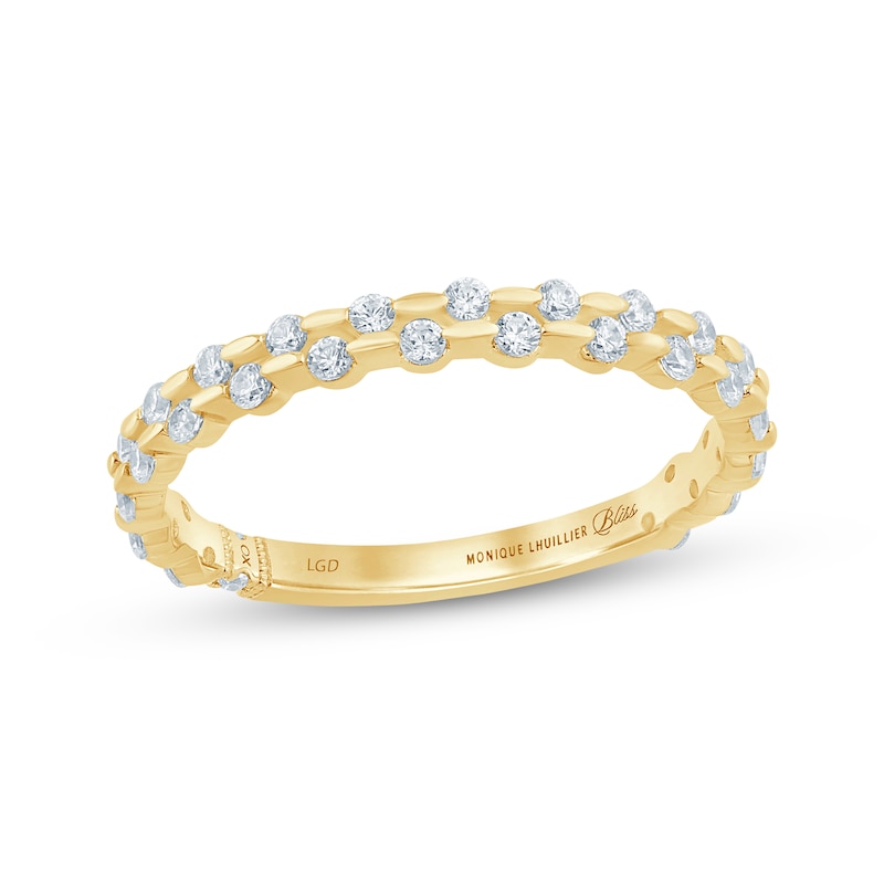 Main Image 1 of Monique Lhuillier Bliss Lab-Grown Diamond Two-Row Wedding Band 3/8 ct tw 18K Yellow Gold