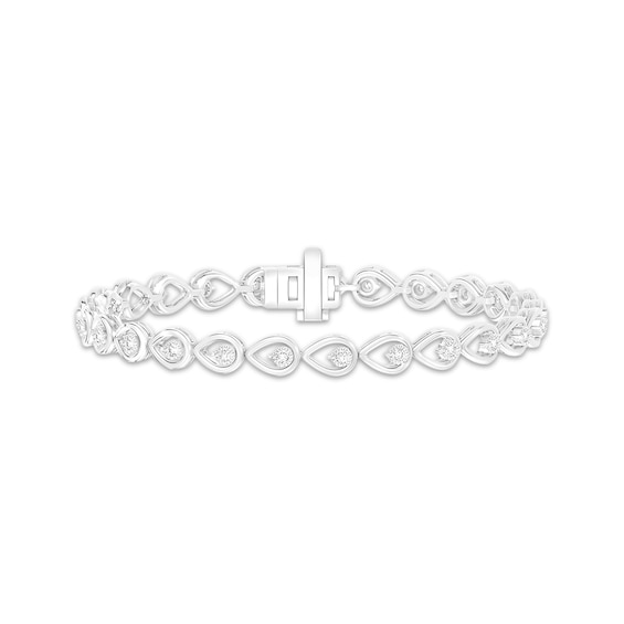 KAY Lab-Grown Diamonds Teardrop Link Bracelet 1/4 ct tw Sterling Silver 7"