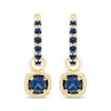 Thumbnail Image 2 of STUDIO BY KAY Cushion-Cut Blue Lab-Created Sapphire Hoop Drop Earrings 24K Yellow Gold Vermeil Sterling Silver
