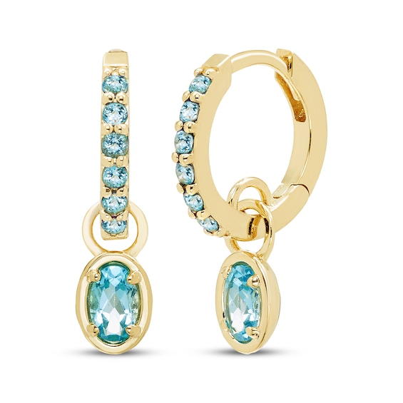STUDIO BY KAY Oval-Cut Swiss Blue Topaz Hoop Drop Earrings 24K Yellow Gold Vermeil Sterling Silver