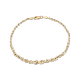 Graduated Rope Chain Bracelet Hollow 10K Yellow Gold 7.5"