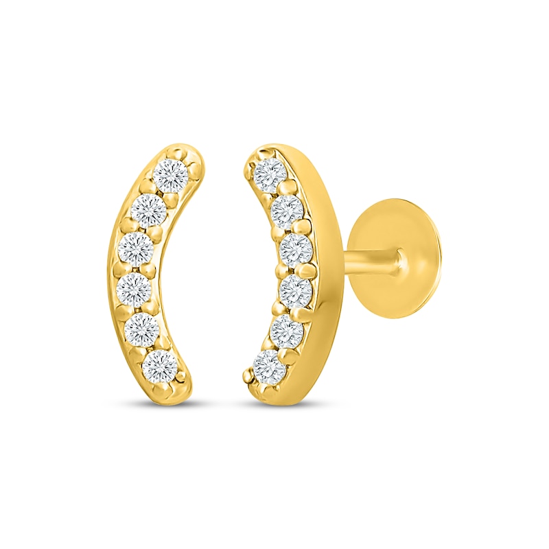 Main Image 1 of KAY Lab-Grown Diamonds Crescent Flat Back Stud Earrings 1/10 ct tw 10K Yellow Gold