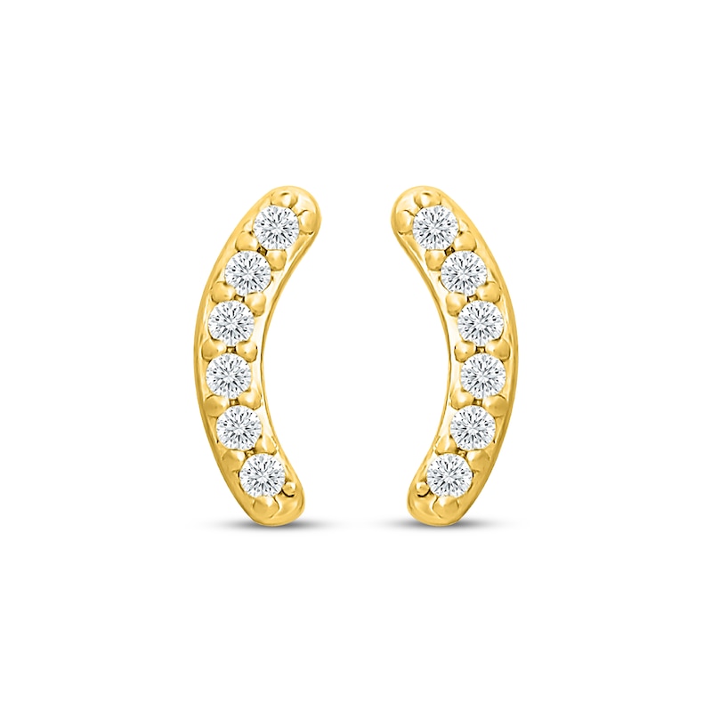 Main Image 2 of KAY Lab-Grown Diamonds Crescent Flat Back Stud Earrings 1/10 ct tw 10K Yellow Gold