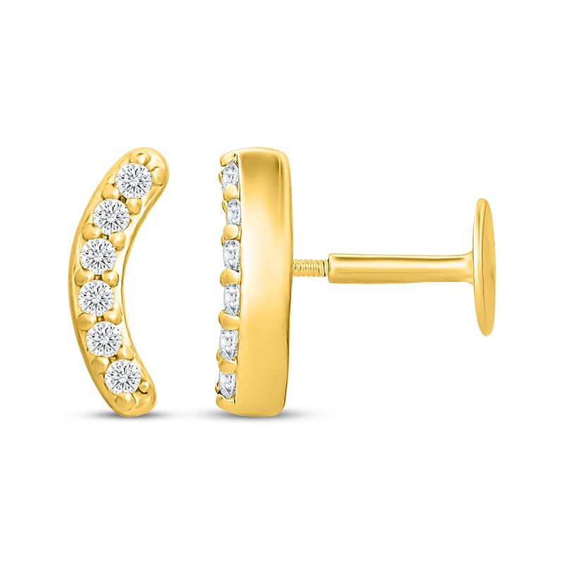 Main Image 3 of KAY Lab-Grown Diamonds Crescent Flat Back Stud Earrings 1/10 ct tw 10K Yellow Gold