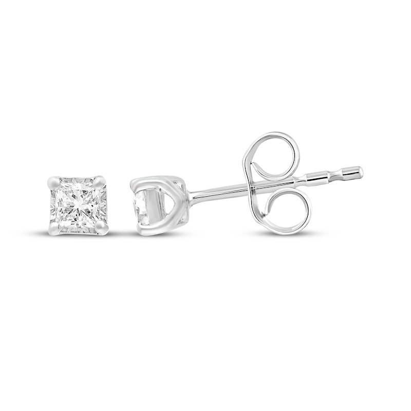 Main Image 1 of Radiant Reflections Princess-Cut Diamond Solitaire Stud Earrings 1/2 ct tw Sterling Silver (I/I3)