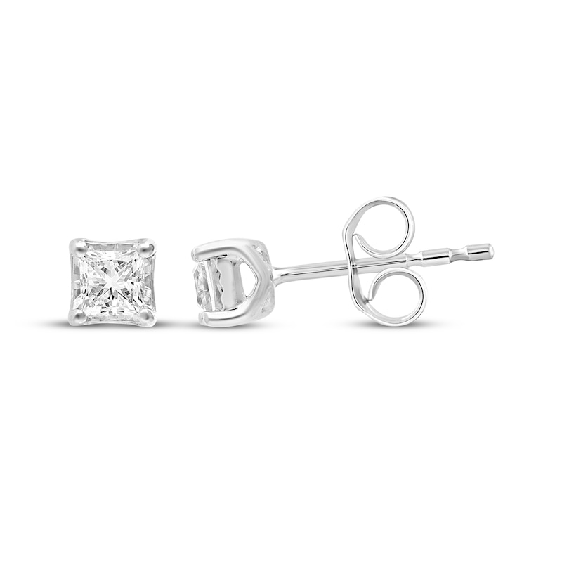 Main Image 1 of Radiant Reflections Princess-Cut Diamond Solitaire Stud Earrings 1/3 ct tw Sterling Silver (I/I3)