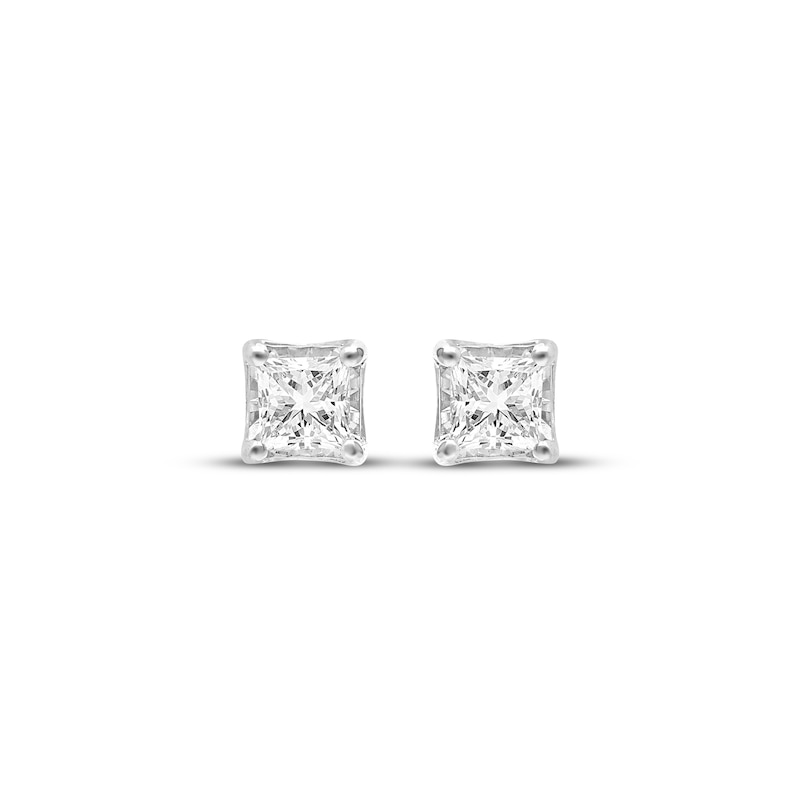 Main Image 2 of Radiant Reflections Princess-Cut Diamond Solitaire Stud Earrings 1/3 ct tw Sterling Silver (I/I3)