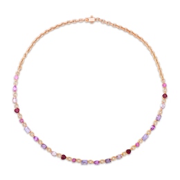 Le Vian Rhodolite Garnet, Amethyst, Pink Sapphire, Pink Tourmaline & Morganite Link Necklace Strawberry Gold 19"