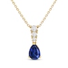 Thumbnail Image 1 of KAY Lab-Grown Diamonds Pear-Shaped Blue Lab-Created Sapphire Drop Necklace 1/10 ct tw 10K Yellow Gold 18"