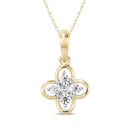 KAY Lab-Grown Diamonds Clover Necklace 1/10 ct tw 10K Yellow Gold 18"