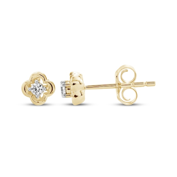 KAY Lab-Grown Diamonds Clover Stud Earrings 1/20 ct tw 10K Yellow Gold