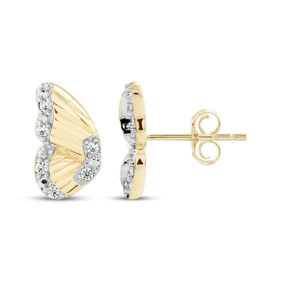 KAY Lab-Grown Diamonds Butterfly Wing Stud Earrings 1/10 ct tw 10K Yellow Gold