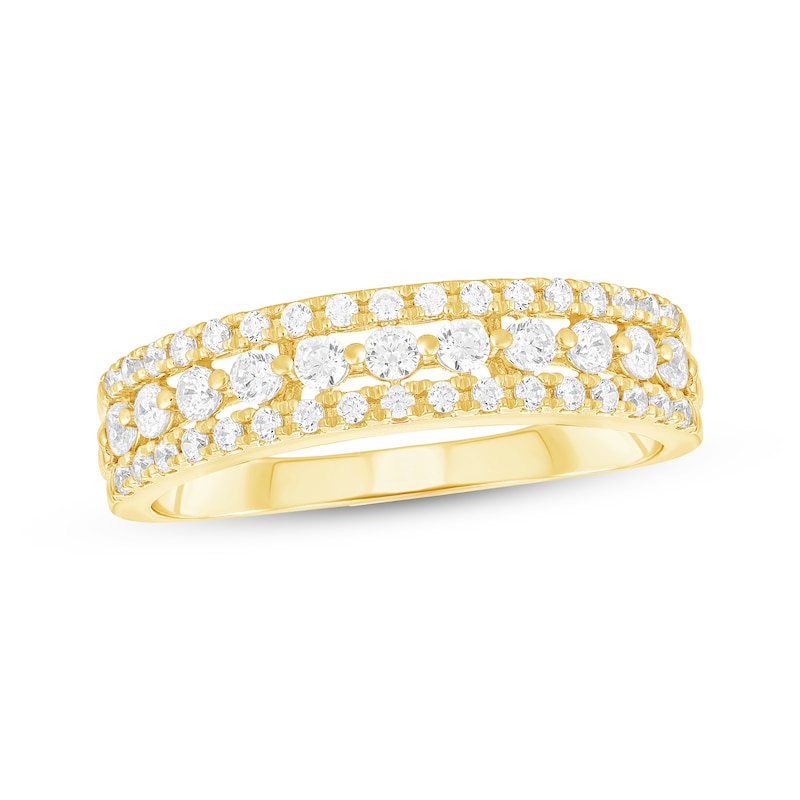 Main Image 1 of Diamond Three-Row Open Anniversary Ring 3/8 ct tw 10K Yellow Gold