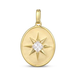 STUDIO BY KAY Princess-Cut Lab-Grown Diamond Solitaire Oval Sunburst Charm 1/3 ct tw 24K Yellow Gold Vermeil Sterling Silver