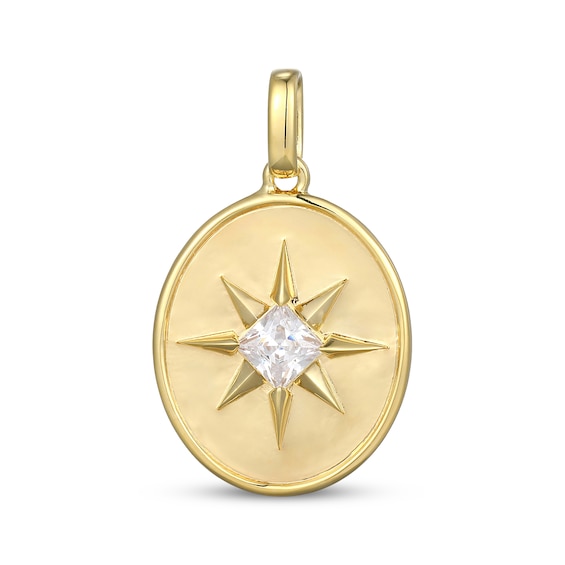 STUDIO BY KAY Princess-Cut Lab-Grown Diamond Solitaire Oval Sunburst Charm 1/3 ct tw 24K Yellow Gold Vermeil Sterling Silver