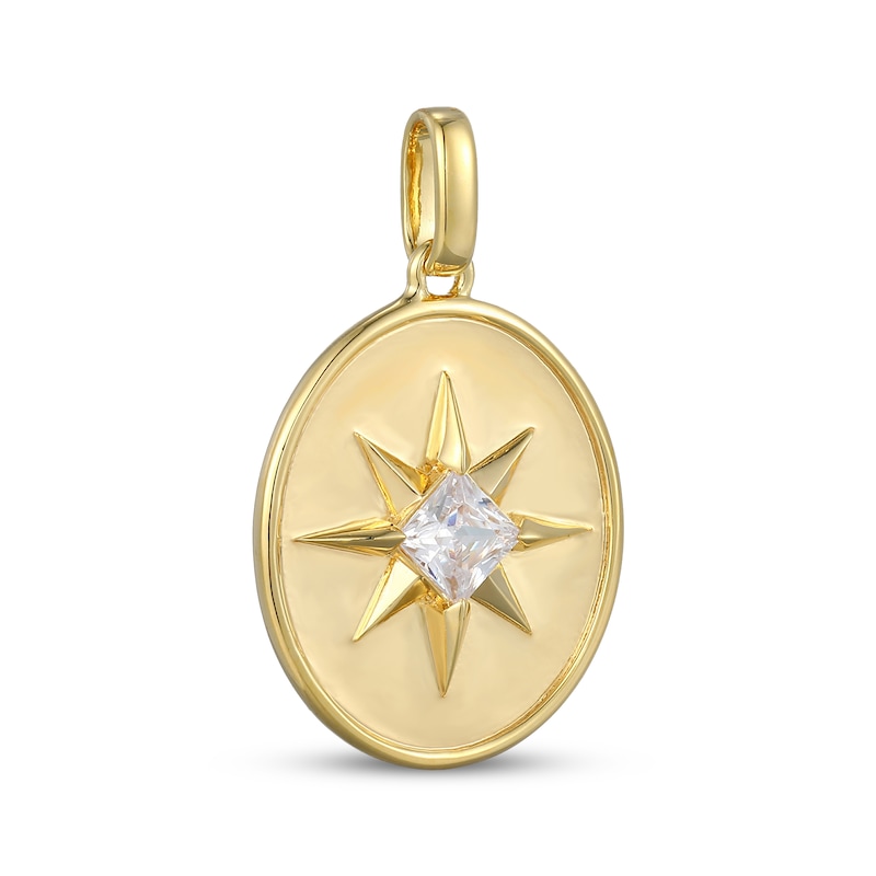 Main Image 2 of STUDIO BY KAY Princess-Cut Lab-Grown Diamond Solitaire Oval Sunburst Charm 1/3 ct tw 24K Yellow Gold Vermeil Sterling Silver