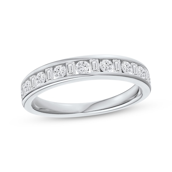 Now + Forever Lab-Grown Diamonds Baguette & Round-Cut Anniversary Ring 1/2 ct tw 14K White Gold