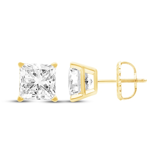 KAY Lab-Grown Diamonds Certified Princess-Cut Solitaire Stud Earrings ct tw 14K Yellow Gold (F/VS2