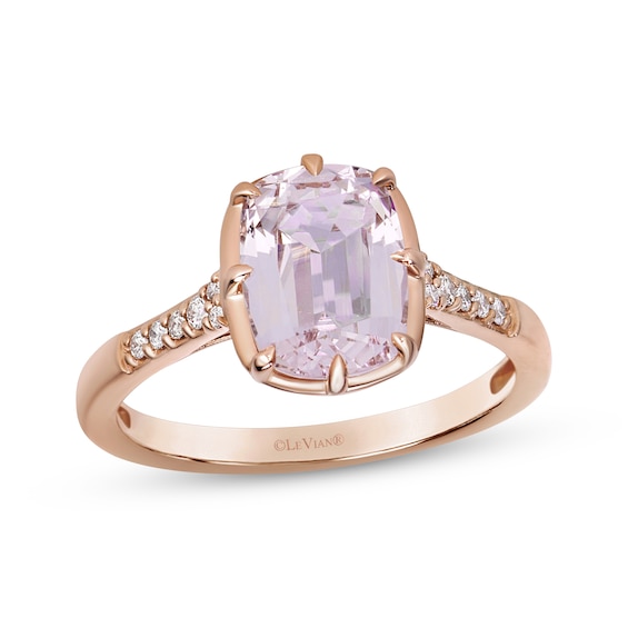 Le Vian Antique Cushion-Cut Natural Rose Morganite Ring 1/10 ct tw Diamonds 14K Strawberry Gold