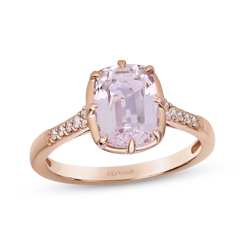 Main Image 1 of Le Vian Antique Cushion-Cut Natural Rose Morganite Ring 1/10 ct tw Diamonds 14K Strawberry Gold