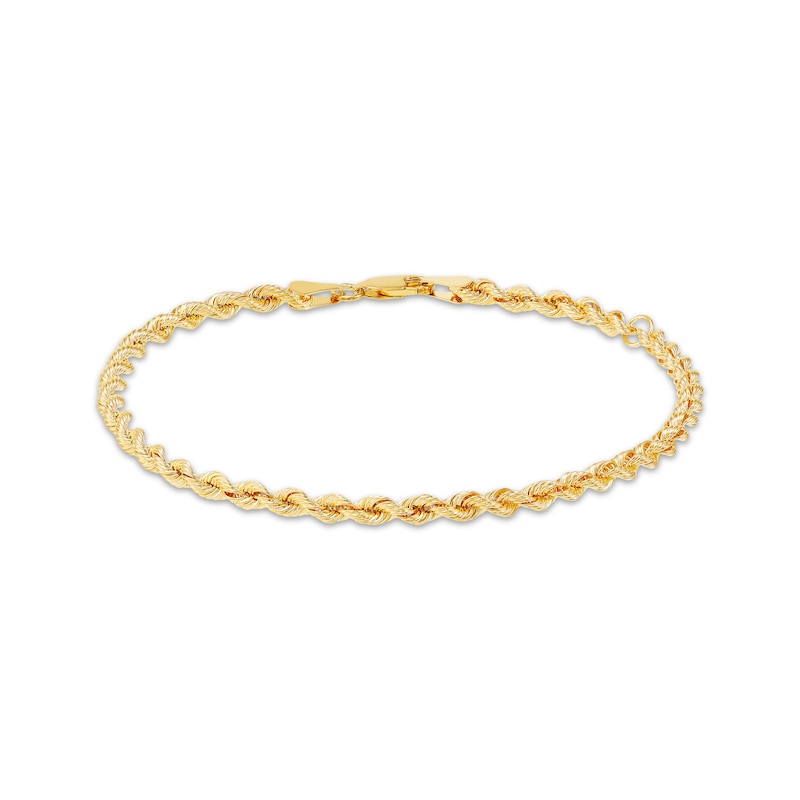 Main Image 1 of 3.7mm Silk Rope Chain Bracelet Solid 10K Yellow Gold 8.5"