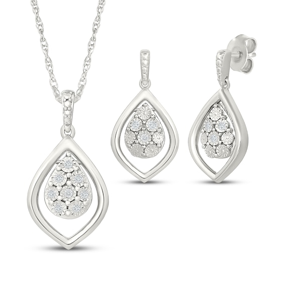 KAY Lab-Grown Diamonds Marquise Frame Necklace & Earrings Gift Set 1/10 ct tw Sterling Silver