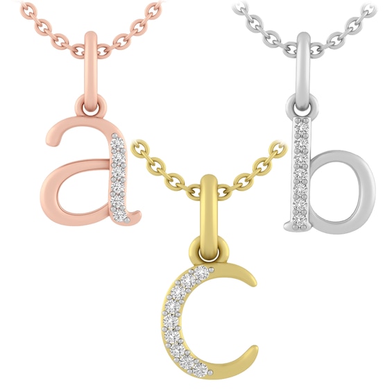 Diamond Accent Mini Initial Necklace (1 Initial)