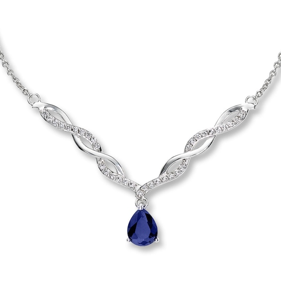 Teardrop Necklace Lab-Created Sapphire Sterling Silver