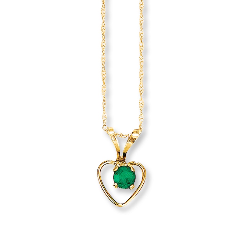 Main Image 1 of Natural Emerald Necklace 14K Yellow Gold 15&quot;