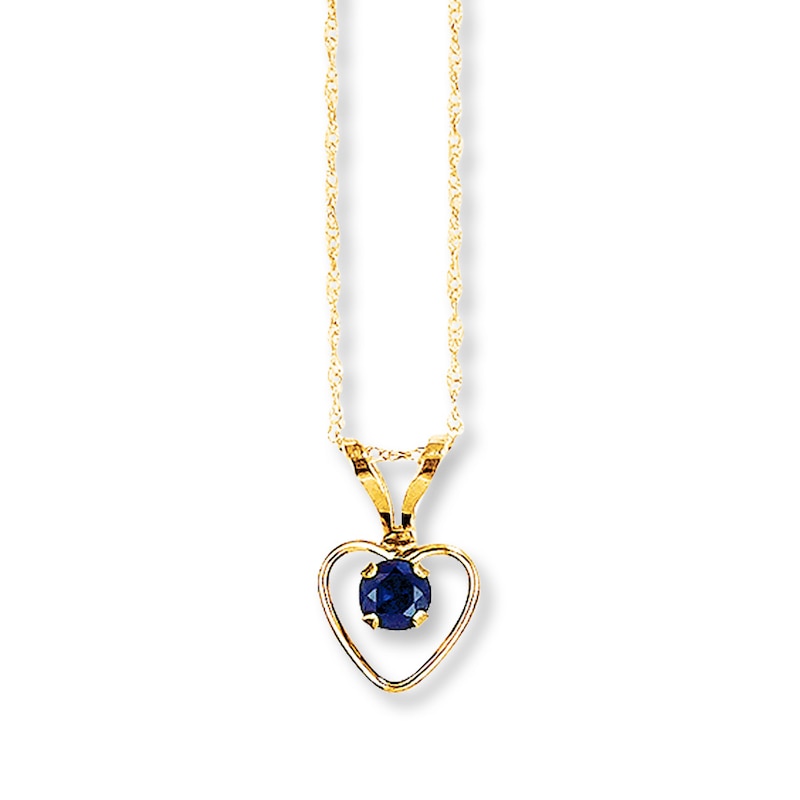 Main Image 1 of Sapphire Heart Necklace 14K Yellow Gold 15&quot;