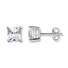 Thumbnail Image 1 of Lab-Created Sapphires Square-cut Sterling Silver Earrings