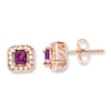 Thumbnail Image 1 of Natural Pink Sapphire Earrings with Diamonds 1/10 ct tw 10K Rose Gold