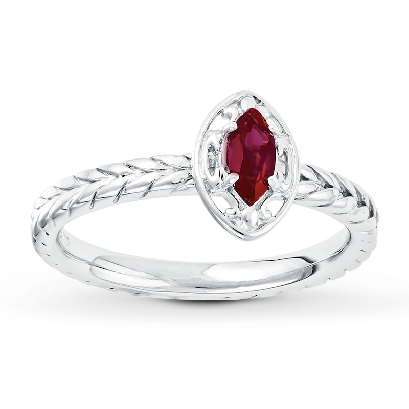 Main Image 1 of Stackable Ring Lab-Created Ruby Sterling Silver