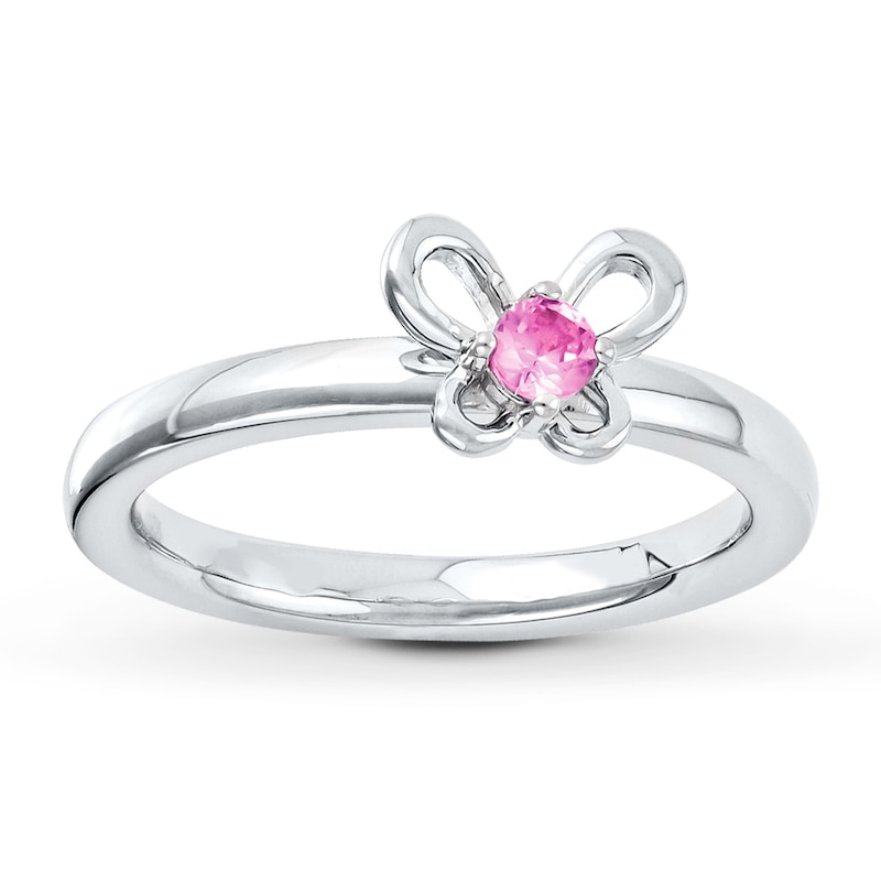 Main Image 1 of Stackable Ring Lab-Created Sapphire Sterling Silver
