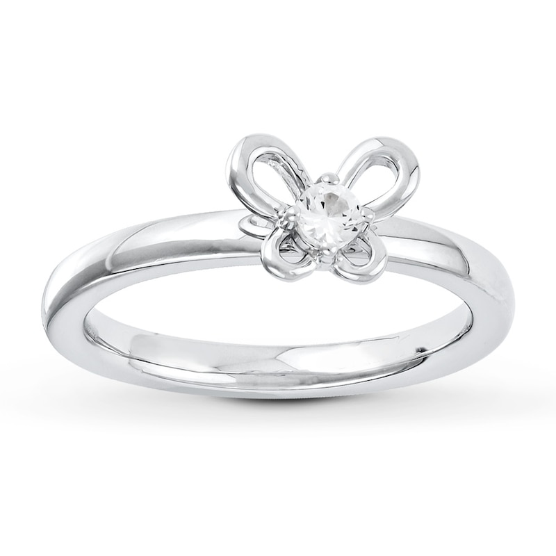 Main Image 1 of Stackable Ring Lab-Created Sapphire Sterling Silver