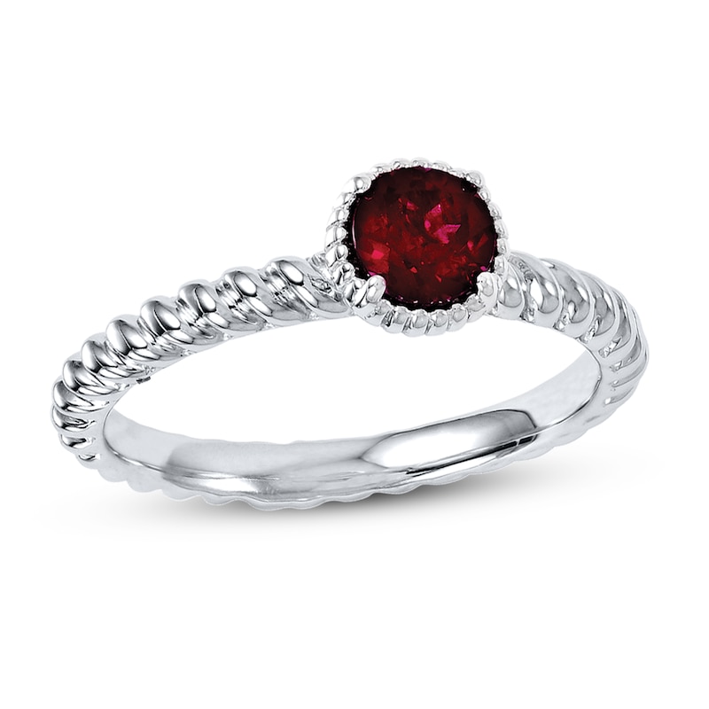 Main Image 1 of Stackable Ring Lab-Created Ruby Sterling Silver