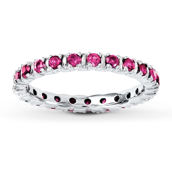 Estate Jewelry Silver Round Ruby Stackable Band Ring Sterling Silver SS