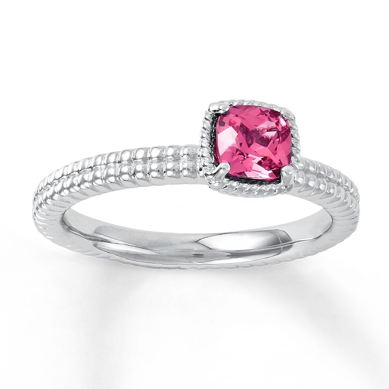 Main Image 1 of Stackable Ring Lab-Created Pink Sapphire Sterling Silver