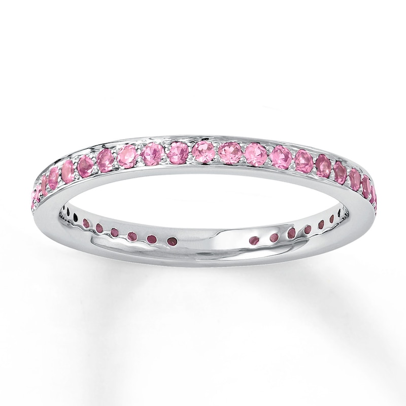 Main Image 1 of Stackable Ring Lab-Created Pink Sapphire Sterling Silver