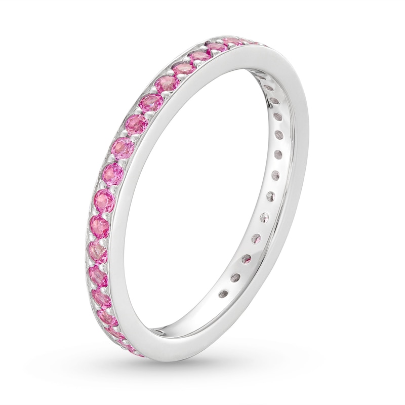 Stackable Ring Lab-Created Pink Sapphire Sterling Silver